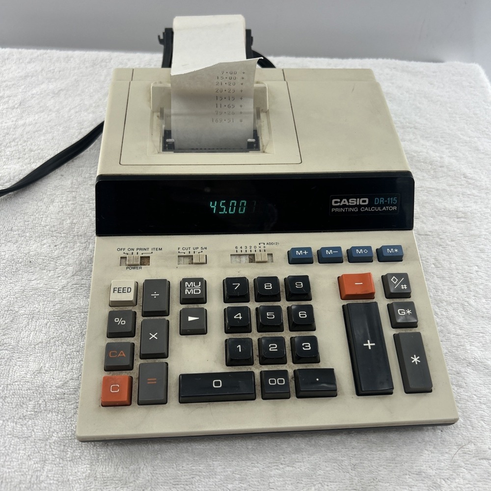 Casio DR-115 Printing Desktop Calculator Adding Machine Yellow Tested!